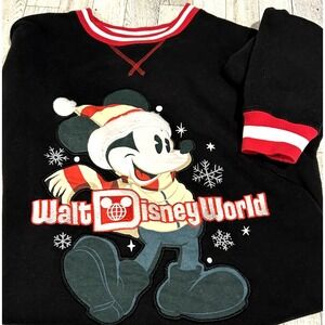 Walt Disney World Black Red White Mickey Mouse Holiday Christmas Sweater SMALL